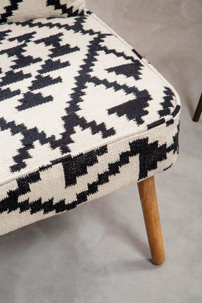 Aztec White and Black Berber Style Mango Wood Occasional Chair
