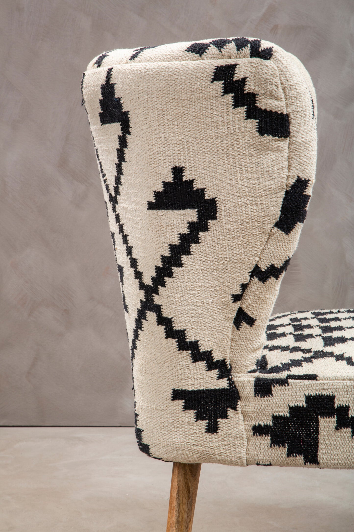 Aztec White and Black Berber Style Mango Wood Occasional Chair