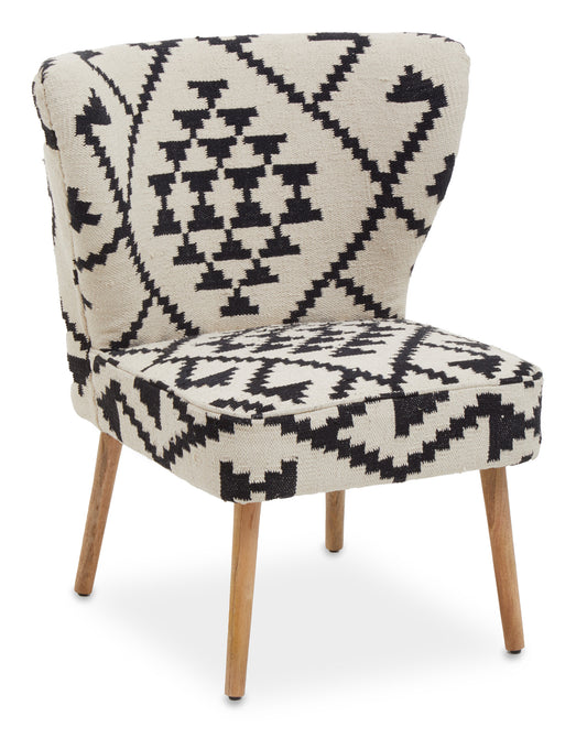 Aztec White and Black Berber Style Mango Wood Occasional Chair