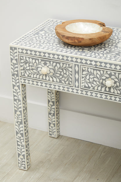 Lana Bone Inlay Desk with 3 Drawers