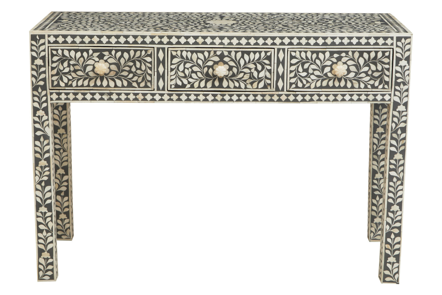 Lana Bone Inlay Desk with 3 Drawers