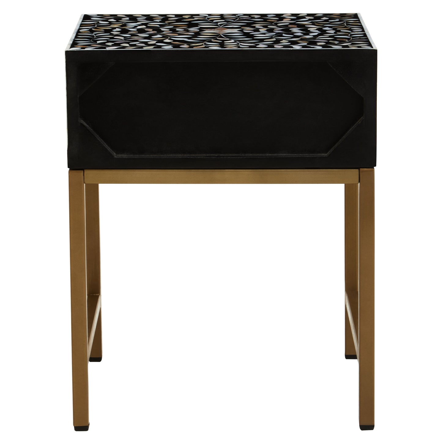 Lana 1 Drawer Side Table with Bone Inlay
