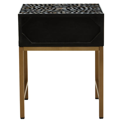 Lana 1 Drawer Side Table with Bone Inlay