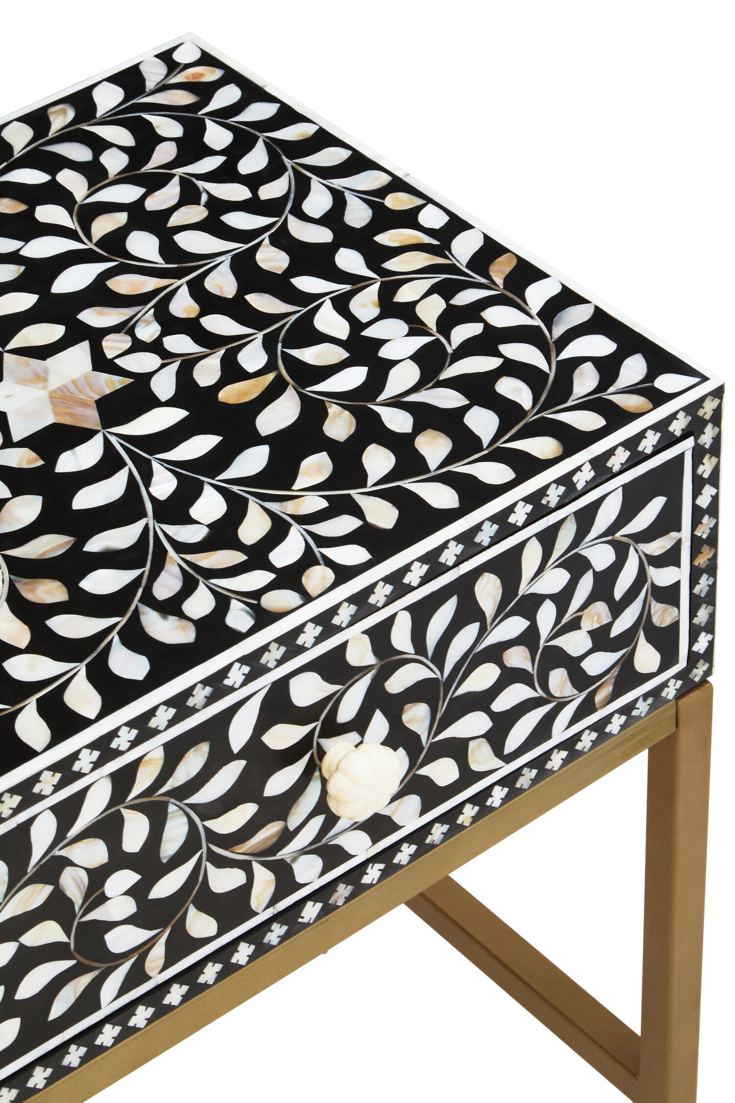 Lana 1 Drawer Side Table with Bone Inlay