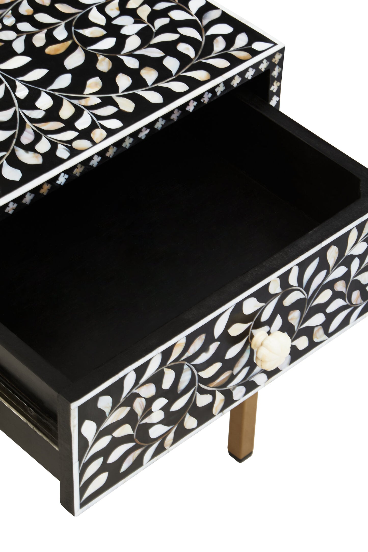Lana 1 Drawer Side Table with Bone Inlay