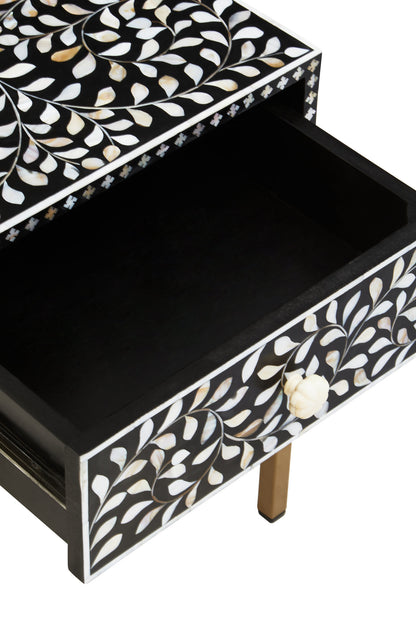 Lana 1 Drawer Side Table with Bone Inlay