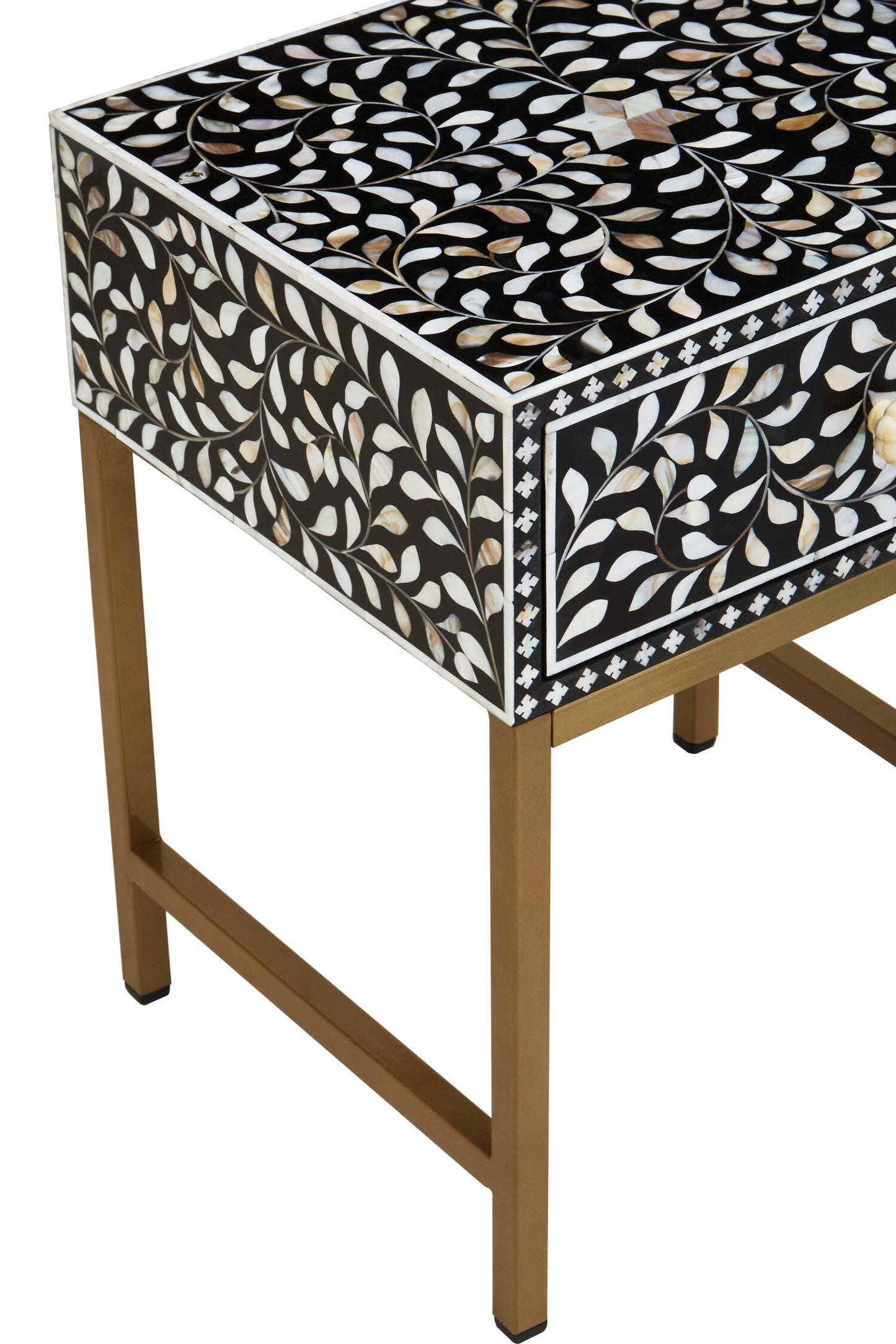 Lana 1 Drawer Side Table with Bone Inlay