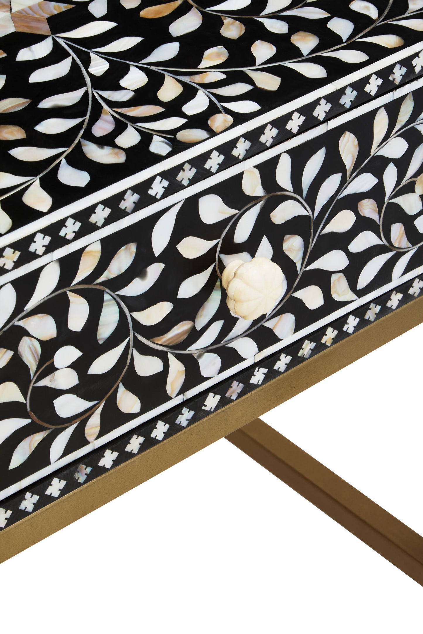 Lana 1 Drawer Side Table with Bone Inlay