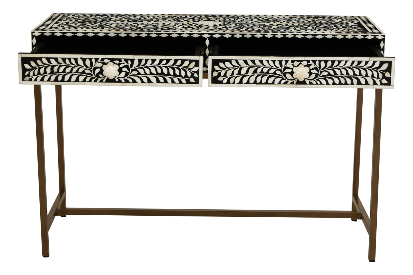 Lana Bone Inlay Console Table With 2 Drawers