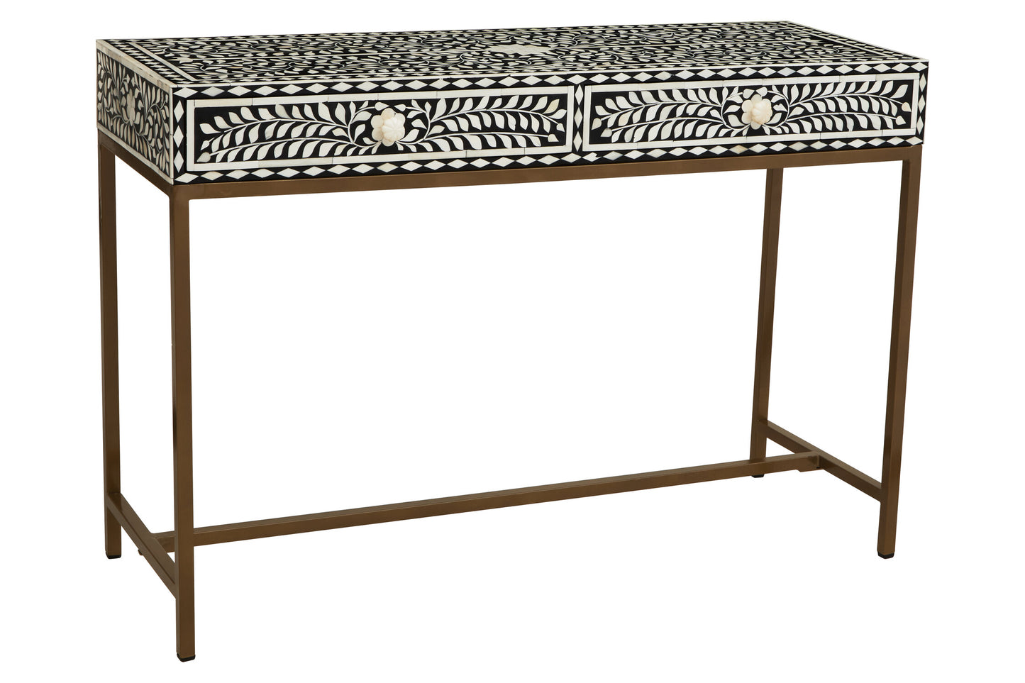 Lana Bone Inlay Console Table With 2 Drawers