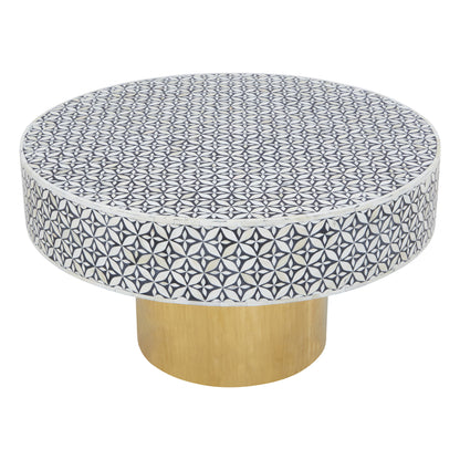 Lana Round Bone Inlay Coffee Table with Gold Base | Bali & Blue