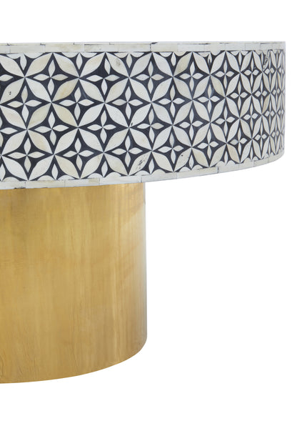 Lana Round Bone Inlay Coffee Table with Gold Base