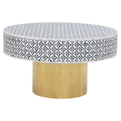 Lana Round Bone Inlay Coffee Table with Gold Base