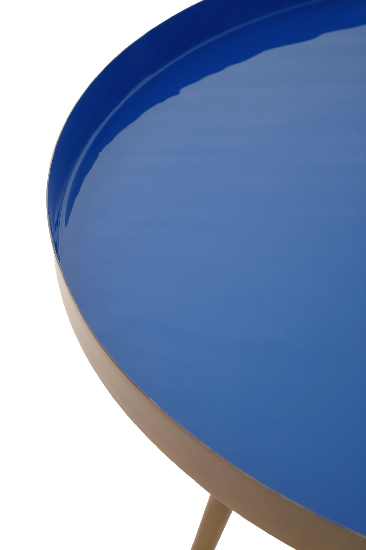 Marina Blue Enamel Gold Nest of Two Side Tables