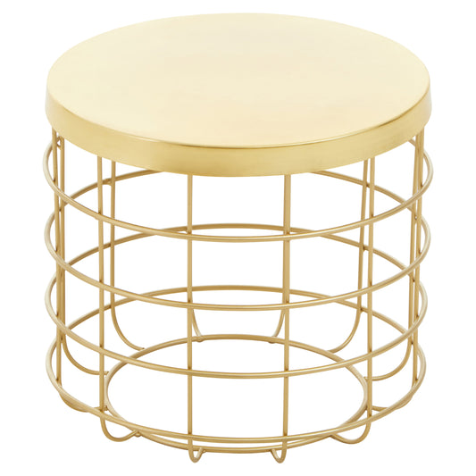 Khaleesi Gold Caged Base Side Table | Bali & Blue