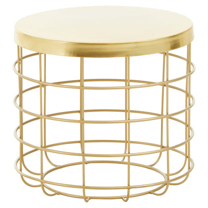 Khaleesi Gold Caged Base Side Table