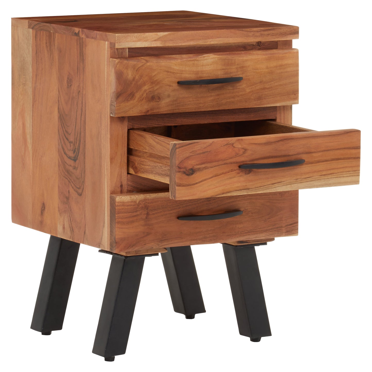 Marlon 3 Drawer Acacia Side Table