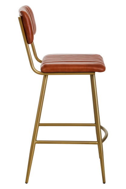 Buffalo Tan Leather Bar Chair With Gold Finish Frame