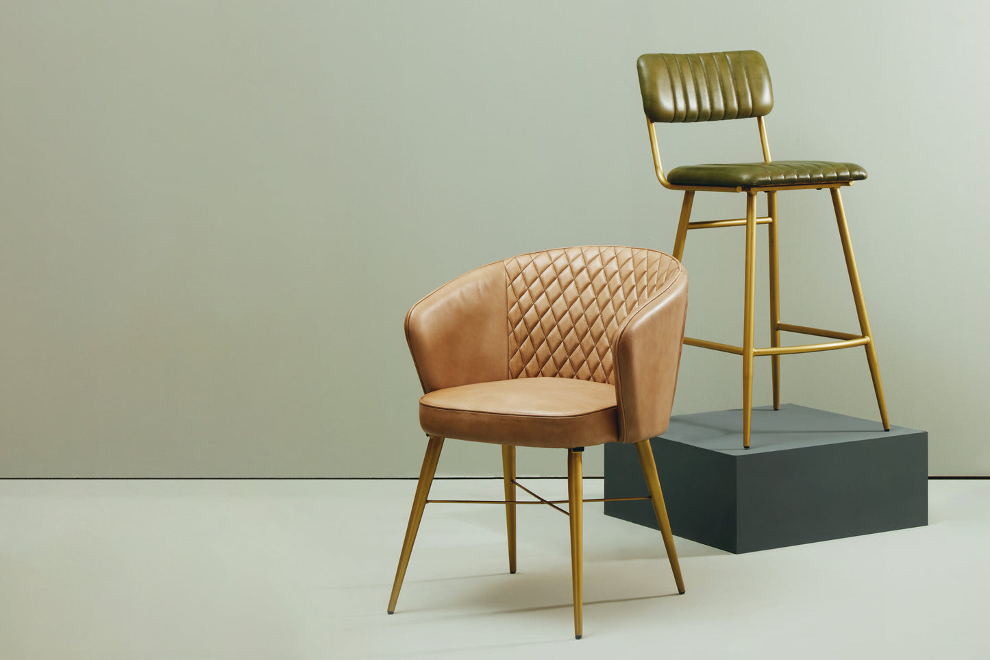Buffalo Green Leather Bar Chair