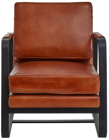 Buffalo Brown Leather Armchair With Black Iron Frame