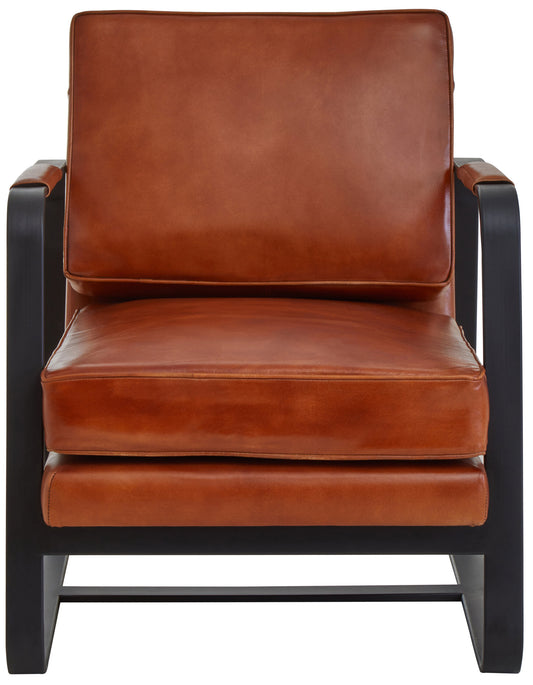 Buffalo Brown Leather Armchair With Black Iron Frame