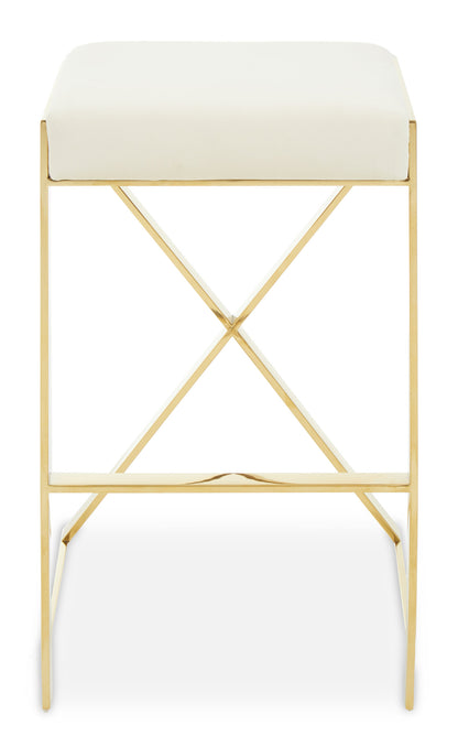 Dahlia Ivory And Gold Finish Bar Stool