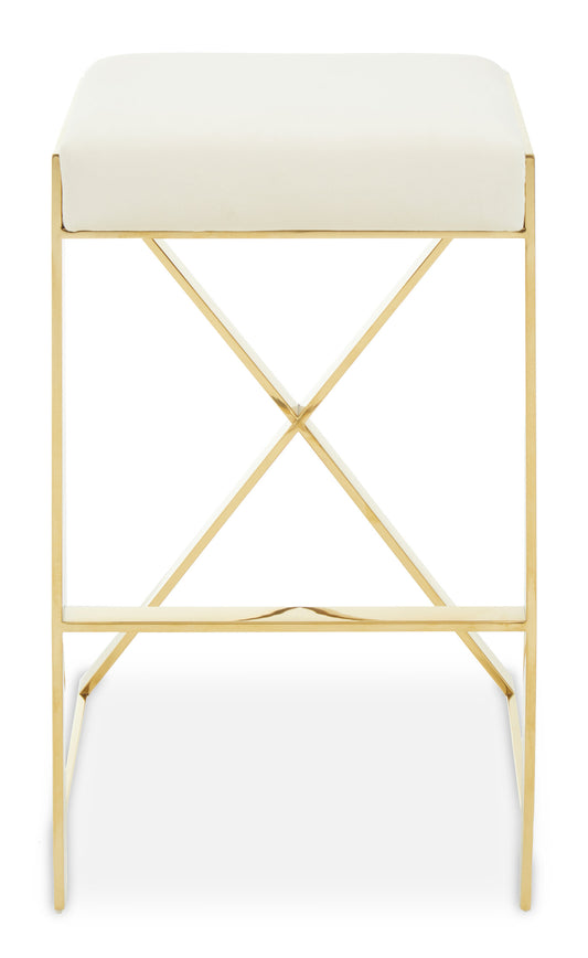 Dahlia Ivory And Gold Finish Bar Stool