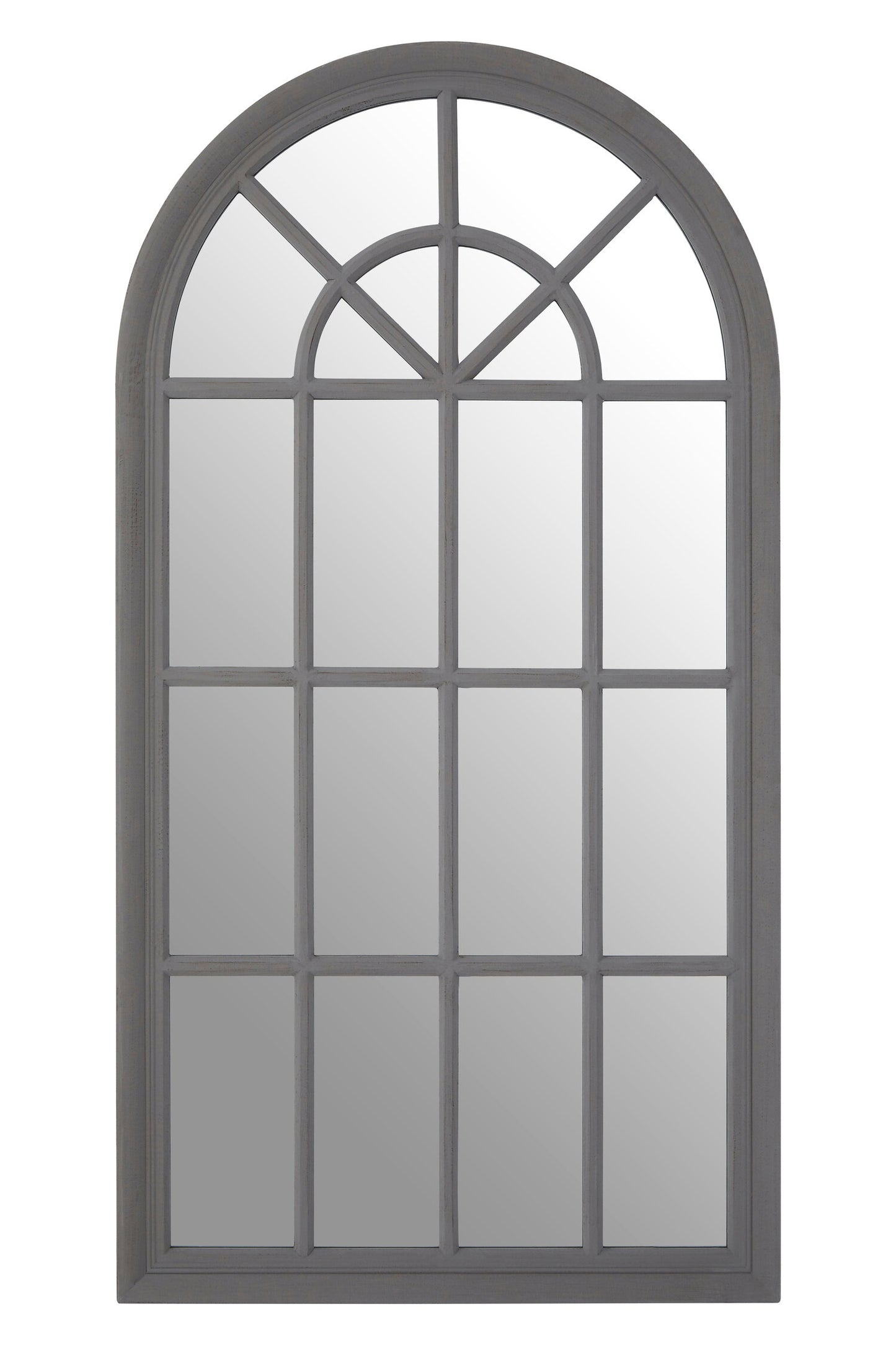 Bel-air Antique Grey Arched Window Wall Mirror