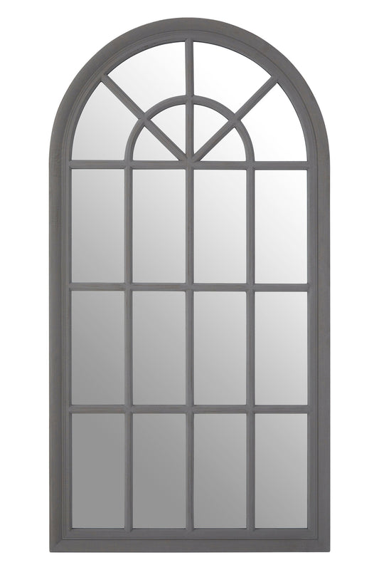 Bel-air Antique Grey Arched Window Wall Mirror