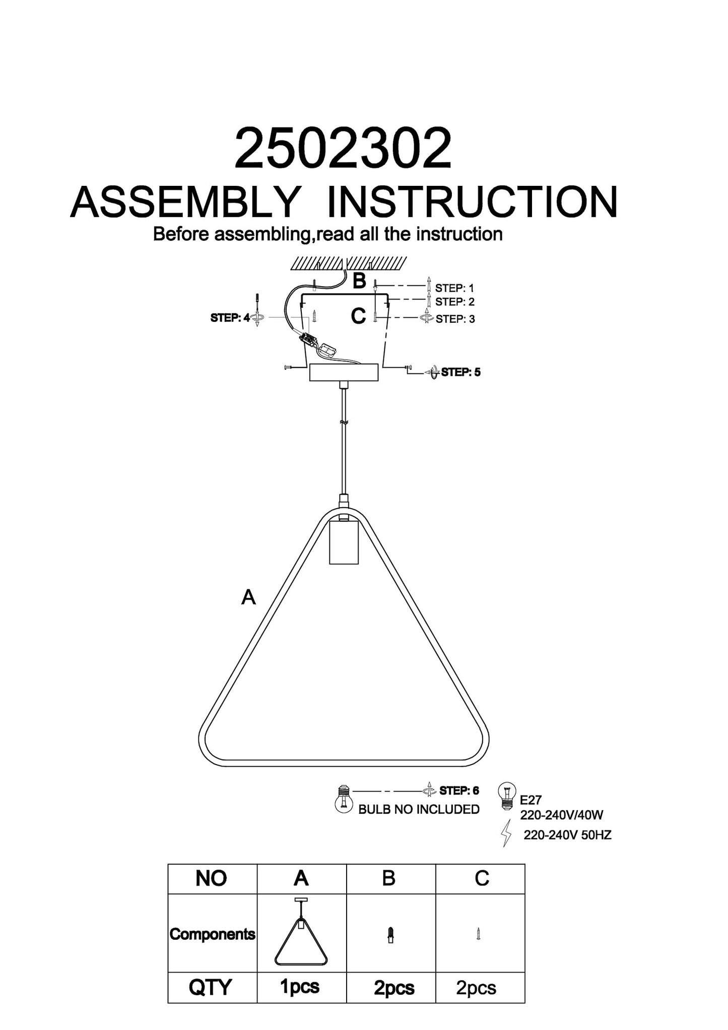 Industrial Black Triangle Pendant Light