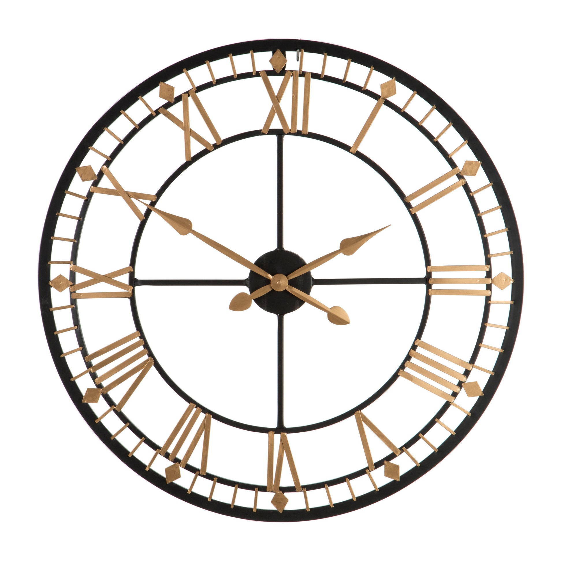 Tempo Industrial Dia Black and Gold Metal Wall Clock | Bali & Blue