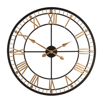 Tempo Industrial Dia Black and Gold Metal Wall Clock | Bali & Blue