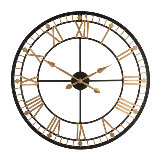 Tempo Industrial Dia Black and Gold Metal Wall Clock | Bali & Blue