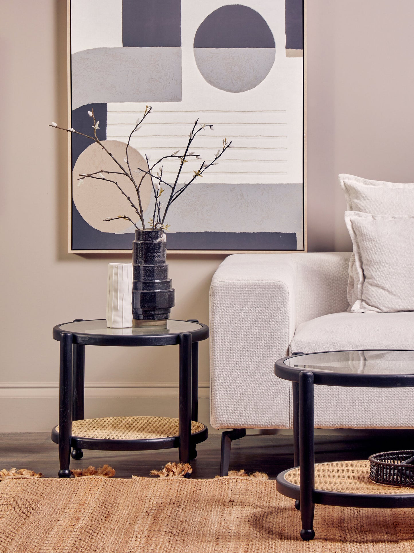 Fiji Rattan and Glass Side Table
