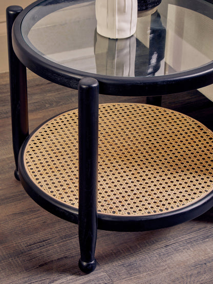 Fiji Rattan and Glass Side Table
