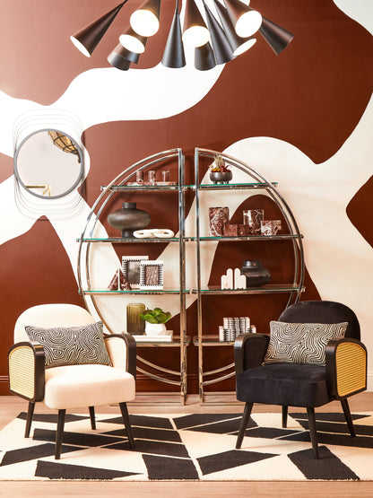 Ballo Black Velvet and Rattan Armchair