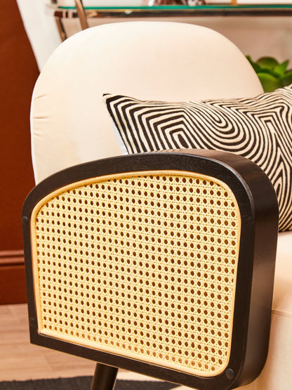 Ballo Cream Velvet and Rattan Armchair