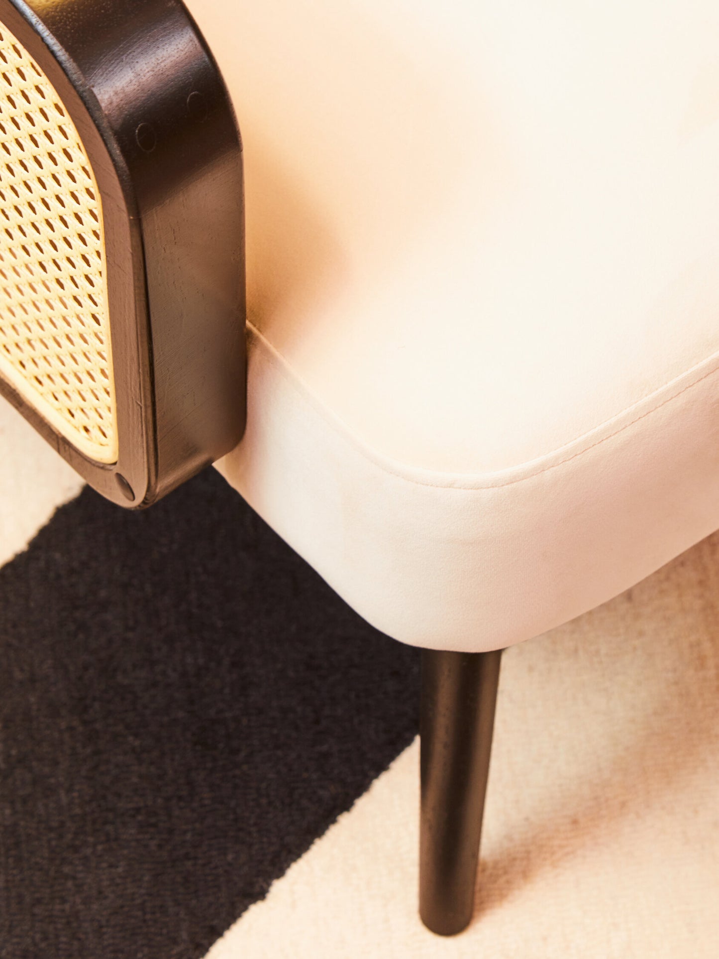 Ballo Cream Velvet and Rattan Armchair