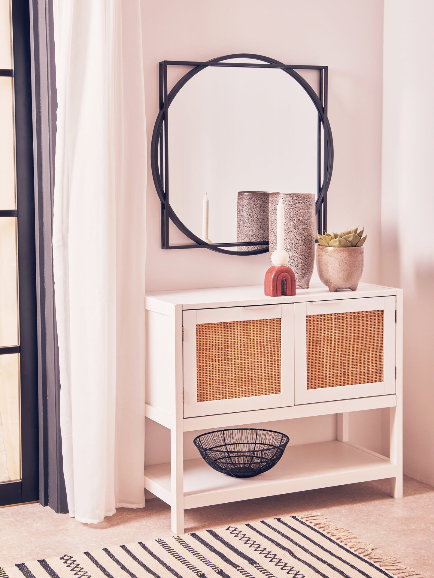 Leoni Black Geometric Modern Wall Mirror