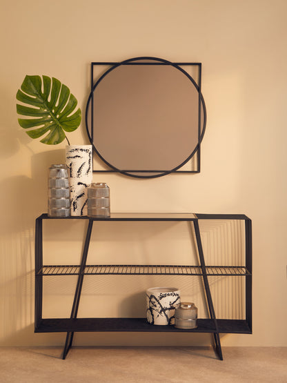 Leoni Black Geometric Modern Wall Mirror