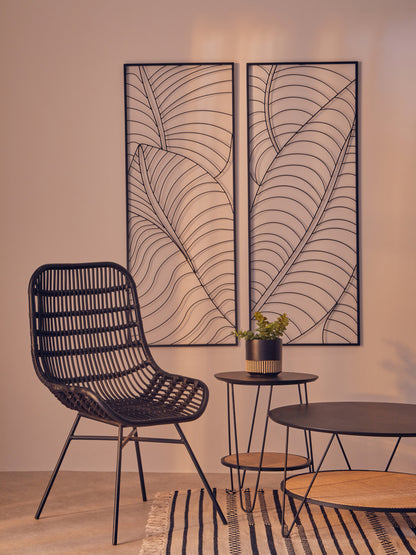 Napa Black Curved Rattan Boho Accent Chair