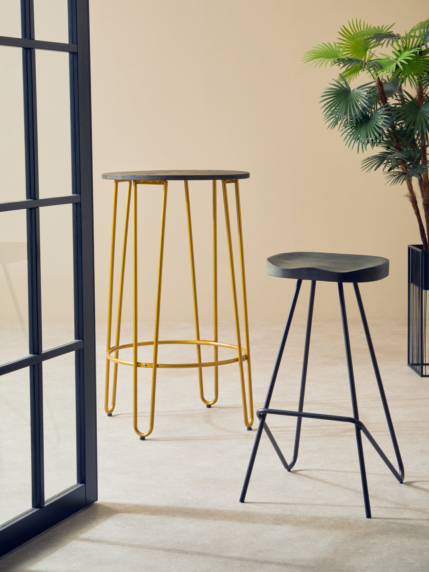 Industrial Elm Wood Bar Stool