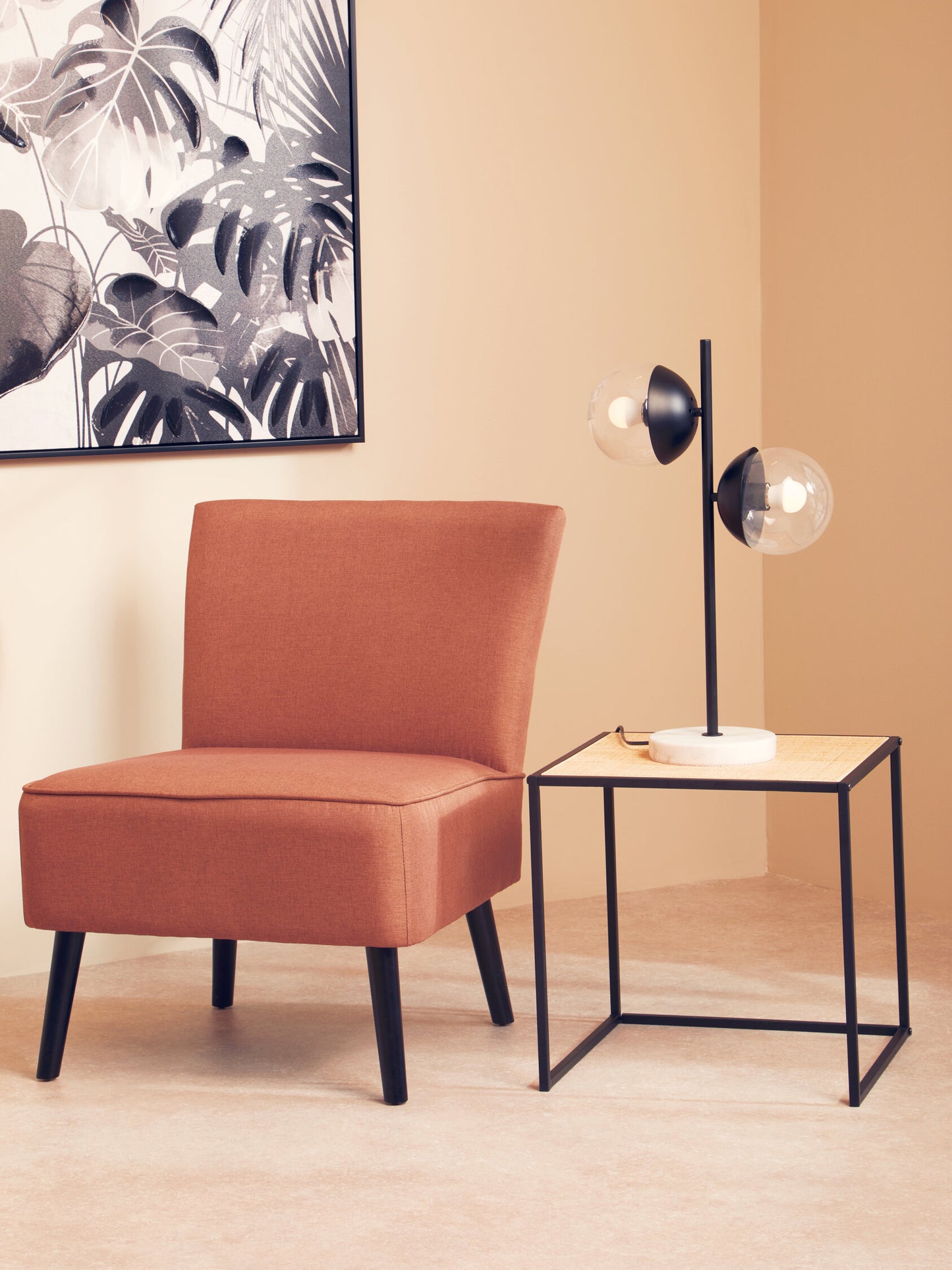 Indy Natural Rattan Industrial Square Side Table