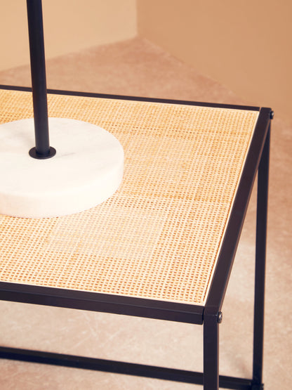 Indy Natural Rattan Industrial Square Side Table