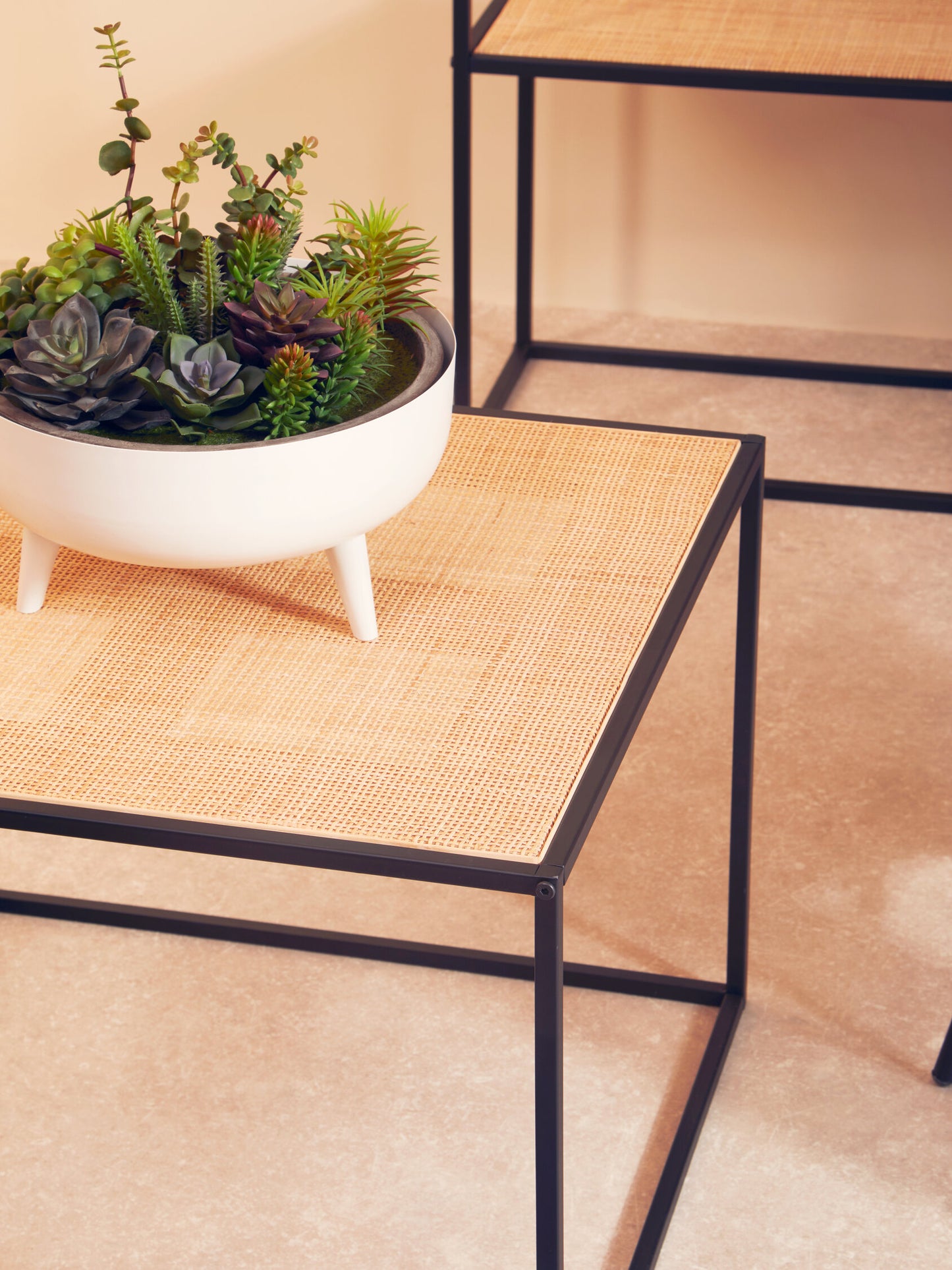 Indy Rattan And Metal Coffee Table