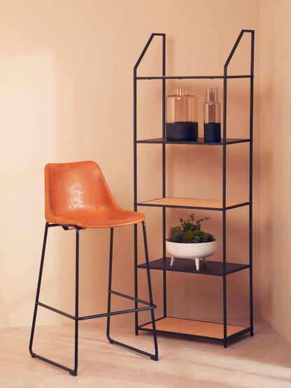 Indy Natural Rattan Industrial Five Tier Shelving Unit