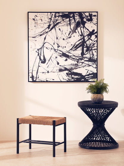 India Black Finish Twisted  Accent Table