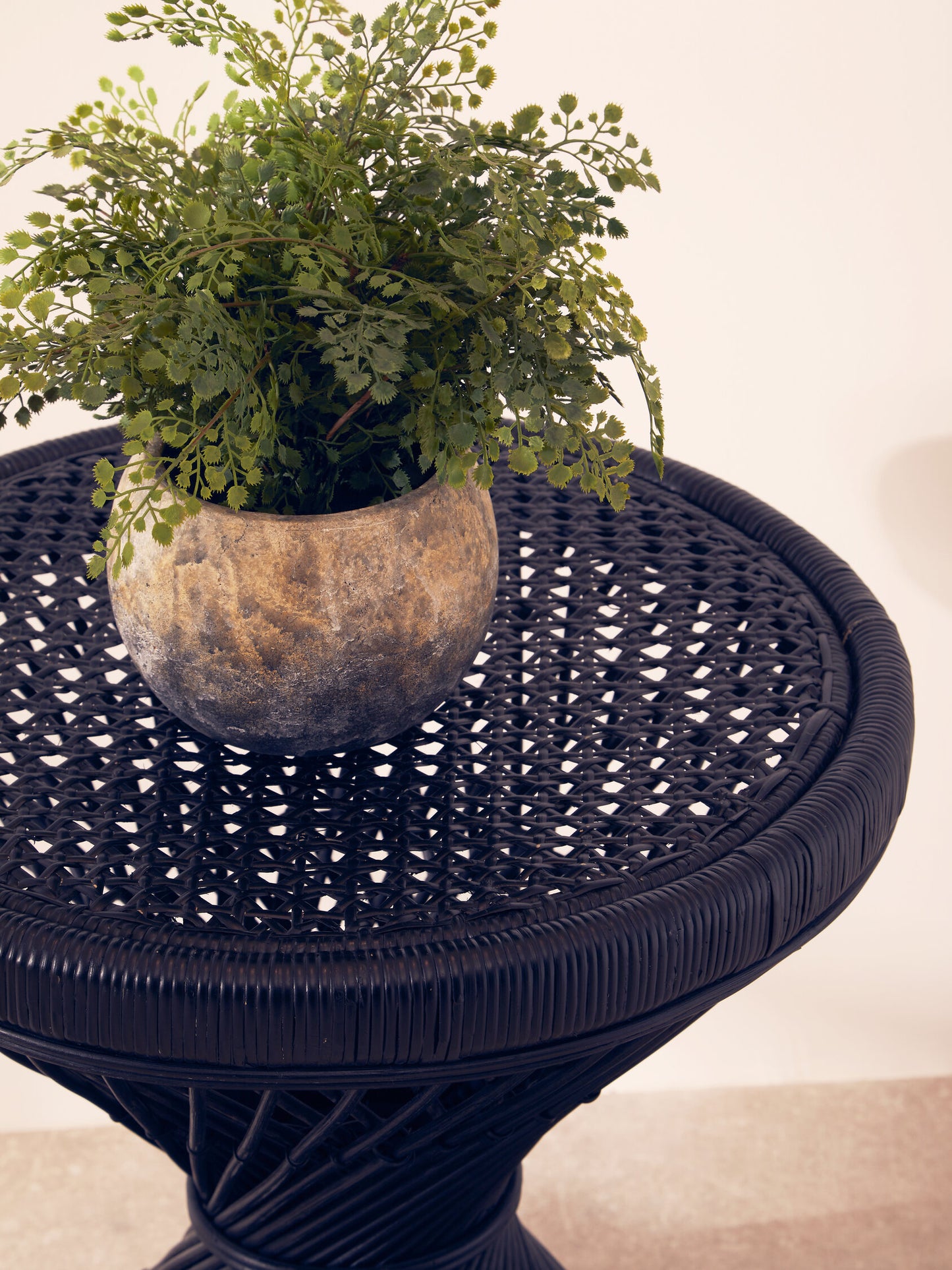 India Black Finish Twisted  Accent Table