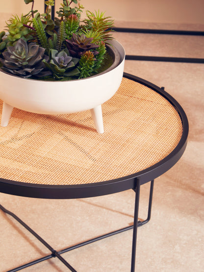 Indy Natural Rattan Industrial Round Coffee Table