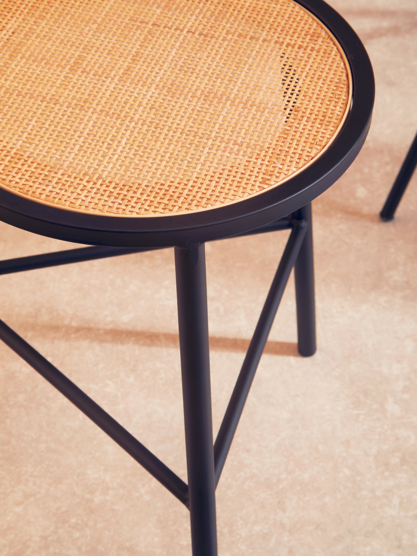 Indy Natural Rattan Industrial Low Seat Bar Stool